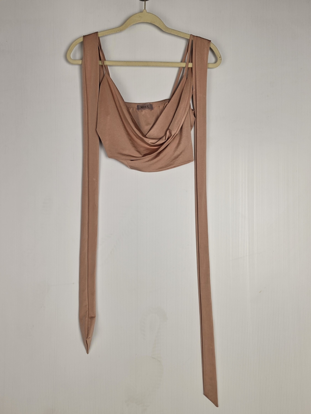 Wrap Crop Top with Long Ties - Nude Blush